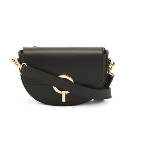 CHEVAL Black Made In Italy Leather Saddle Ring Closure Crossbody